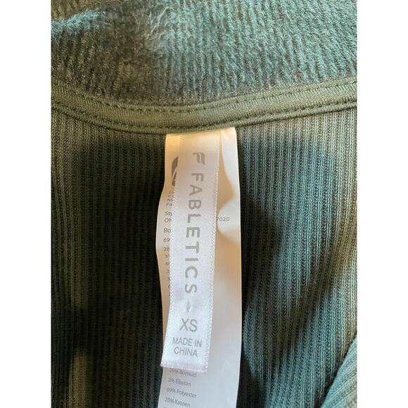 Fabletics Cozy Cord Zip Jumpsuit Plush Sz XS Green Pockets Loungewear Athleisure - Picture 7 of 14